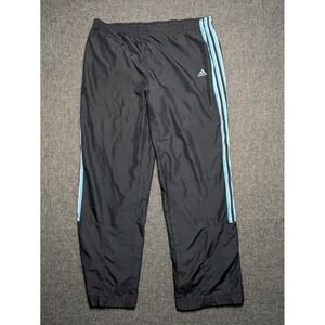 Adidas Track Jogger Y2K Pants Medium Men Black Baggy Striped Windbreaker Gym